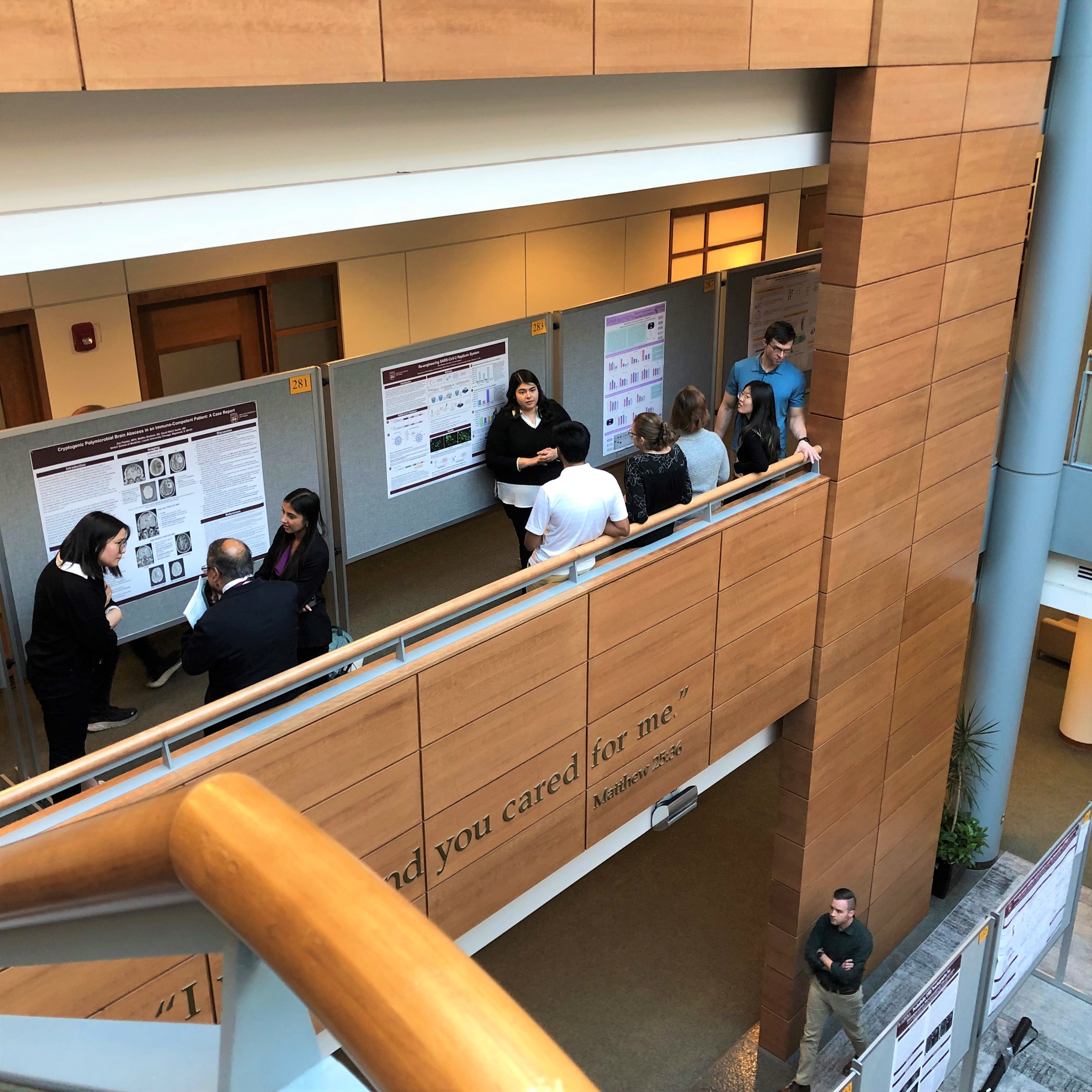 Students presenting at the 2024 St. Albert's Day poster session.